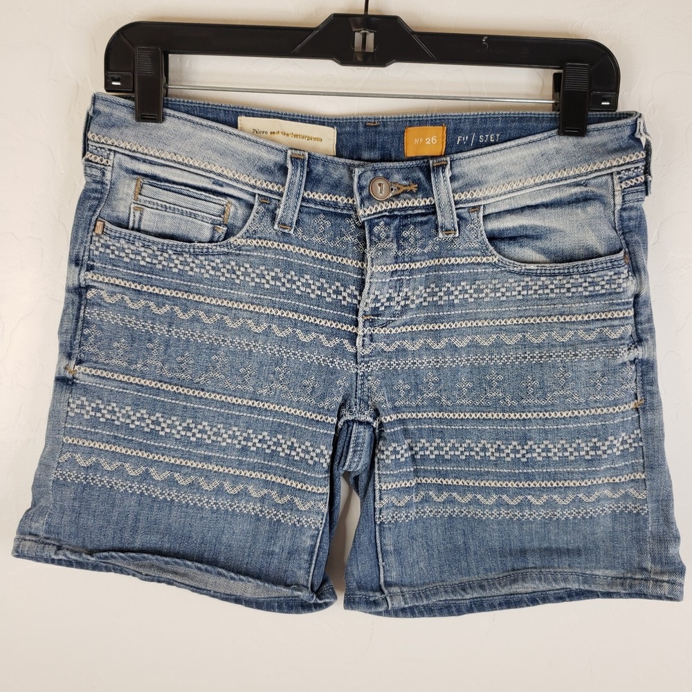 Anthropologie Pilcro & The‎ Letterpress Stet Fit Shorts Embroidered Women's 29x6